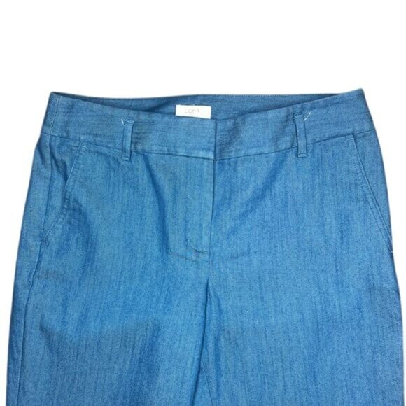 Loft Chambray Tie Waist Slim Pants Size 8 Petite - Picture 10 of 14